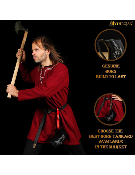 Medieval mug for drinking, raven...