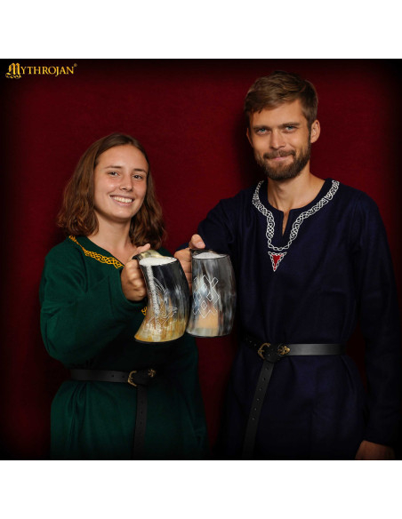 Medieval mug for drinking, raven...