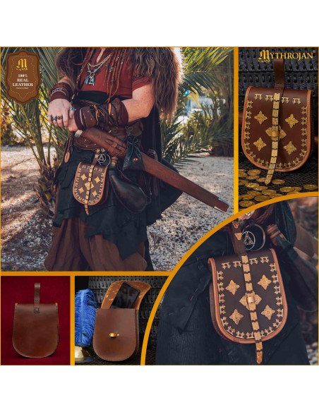 Viking leather belt bag, Birka model