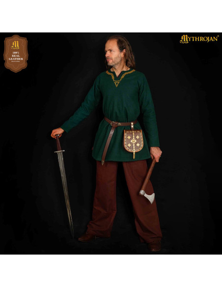 Viking leather belt bag, Birka model