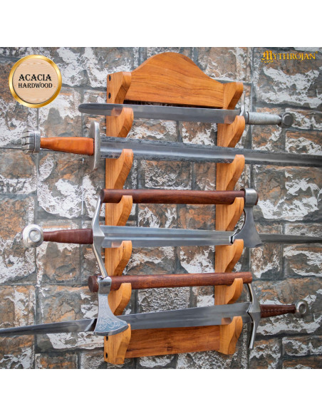 Wooden wall mount to hang up to 6 swords