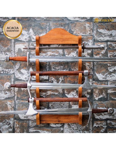 Wooden wall mount to hang up to 6 swords