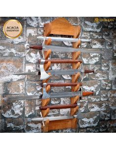 Wooden wall bracket to hang up to 8 swords 2