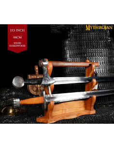 Wooden desktop support to hang 3 katanas 2