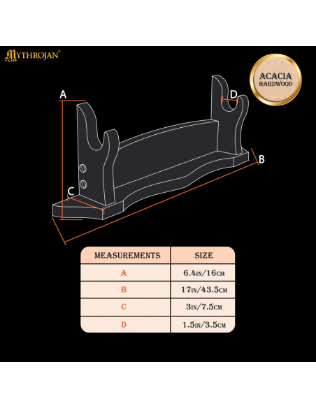 Desktop support in wood to hang 1 sword