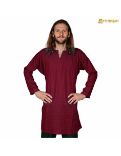 Viking linen tunic model Erik, burgundy color