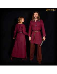 Viking linen tunic model Erik, burgundy color 2