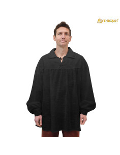 Medieval cotton shirt model Poet, black color 2