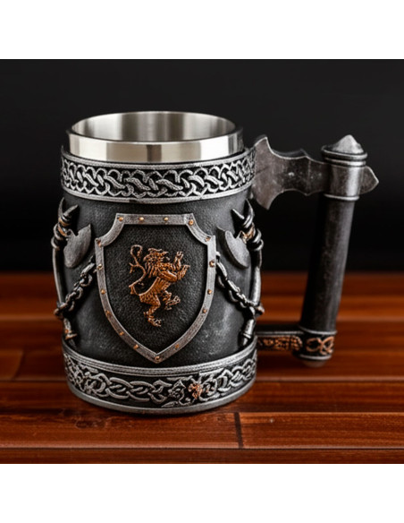 Medieval ornamental resin cup with... Medieval ornamental resin cup with...