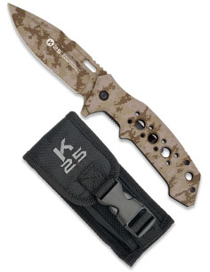 K25 Tactical Knife with Aluminum Camouflage Handle in Sand