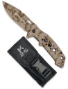 K25 Tactical Knife with Aluminum Camouflage Handle in Sand