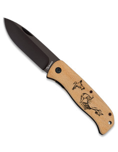 Albainox Field Knife with Blackened Steel Blade, Model...