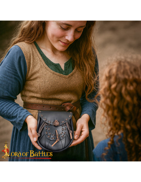 Medieval leather fanny pack bag with...