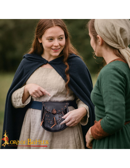 Medieval leather fanny pack bag with...