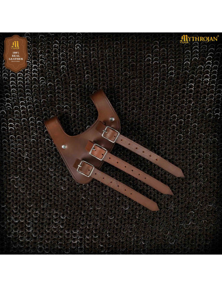 Renaissance-style brown leather belt,... Renaissance-style brown leather belt,...