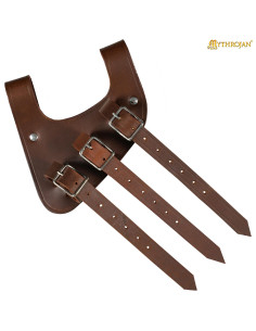 Renaissance-style brown leather belt, left hand 2