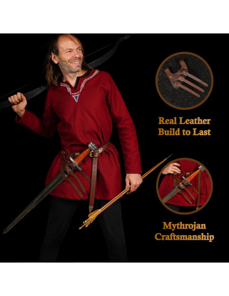 Renaissance-style brown leather belt,... Renaissance-style brown leather belt,...