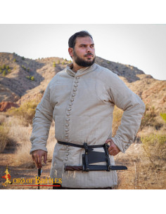 Medieval adjustable leather belt sheath, horizontal