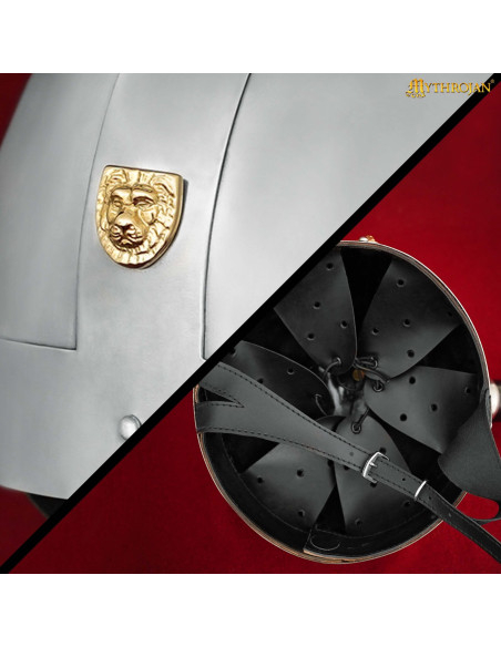 Viking helmet with horns and lion badge