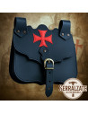 Medieval leather bag model Crossed, black color