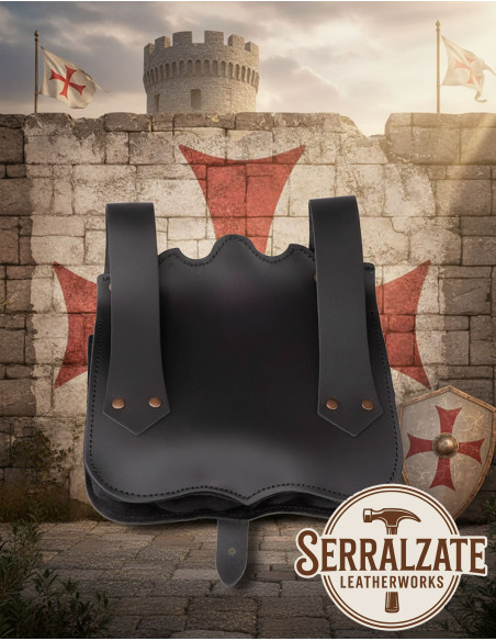 Medieval leather bag model Crossed,...