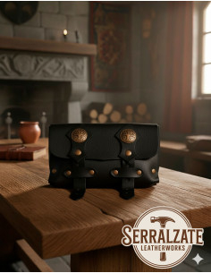 Medieval Tree of Life Bag with Double Closure - Black