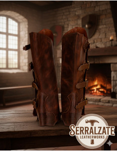 Medieval Leggings Sir William with 4 Buckles - Brown 2