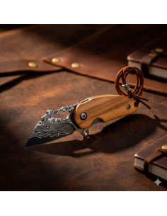 Albainox Wooden Pocket Knife with Damasco Steel Blade...
