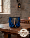 Medieval leather alms bag model Sky, blue color