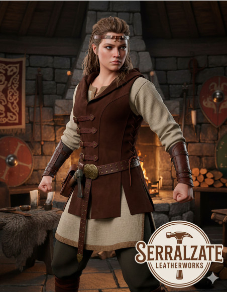 Viking Vest Hildr in Leather - Brown