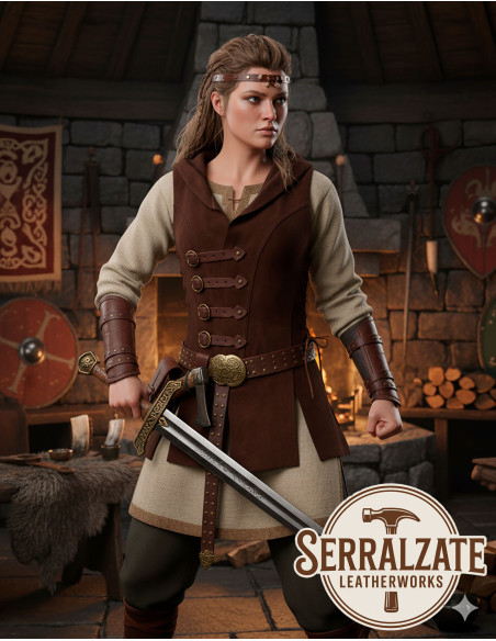 Viking Vest Hildr in Leather - Brown