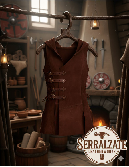 Viking Vest Hildr in Leather - Brown