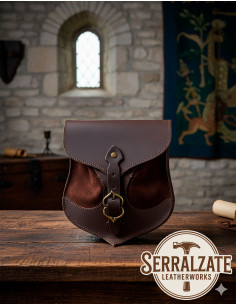 Medieval leather belt bag model Enrique, brown color