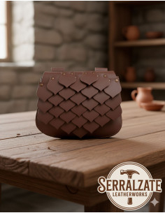Medieval dragon scale leather bag, brown