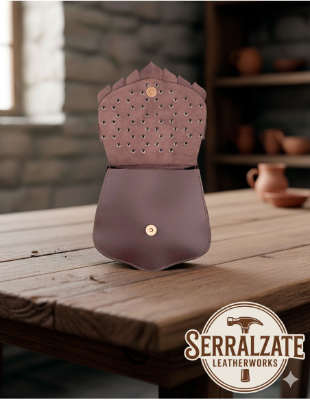 Medieval dragon scale leather bag, brown