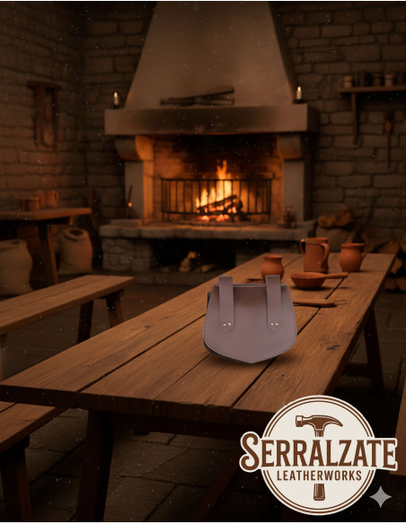 Medieval dragon scale leather bag, brown