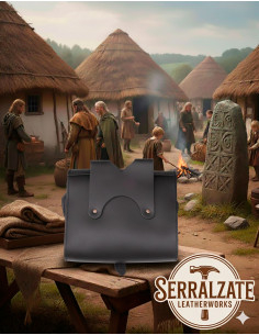 Celtic Bag with Ring and Cross in Black Leather 2