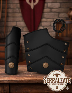 Guillermo medieval leather bracelets, black color