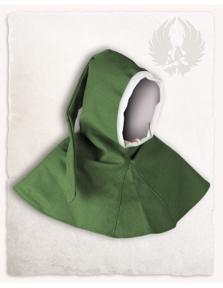 Medieval hood for children, green color
