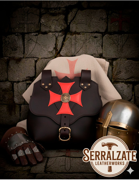 Dark Brown Templar Bag with Cross...