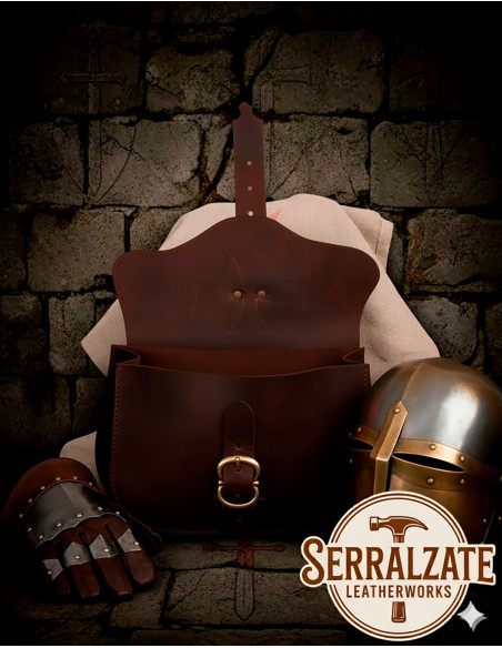 Dark Brown Templar Bag with Cross...
