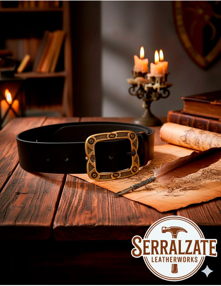 Medieval leather belt model Mateo, Black