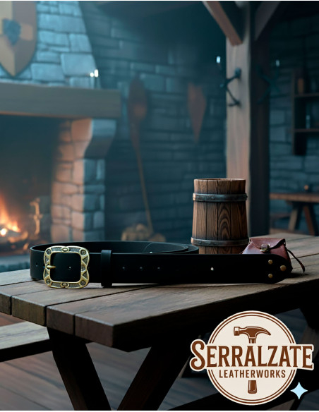 Medieval leather belt model Mateo, Black