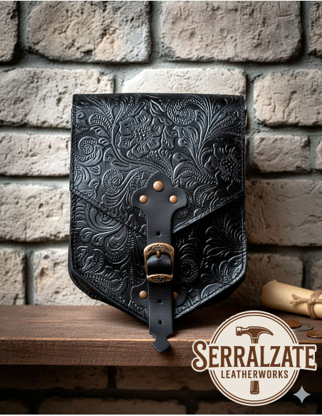 Medieval belt bag with embossed...