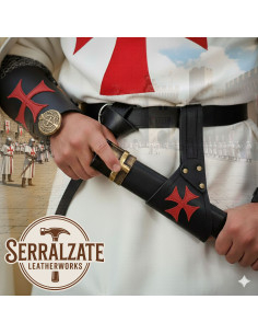 Medieval leather sword belt model Crusader, black 2