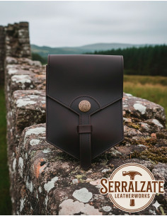 Celtic leather bag model Brigida, dark brown color