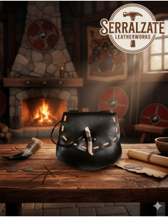 Viking horn belt bag, Gjallarhorn for belt, black color
