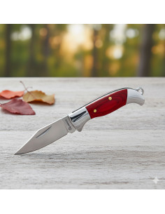 Mini Albainox Pocket Knife with Steel Bolster, Red Color