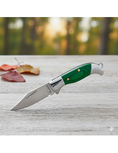 Mini Albainox Pocket Knife with Steel Bolster, Green Color