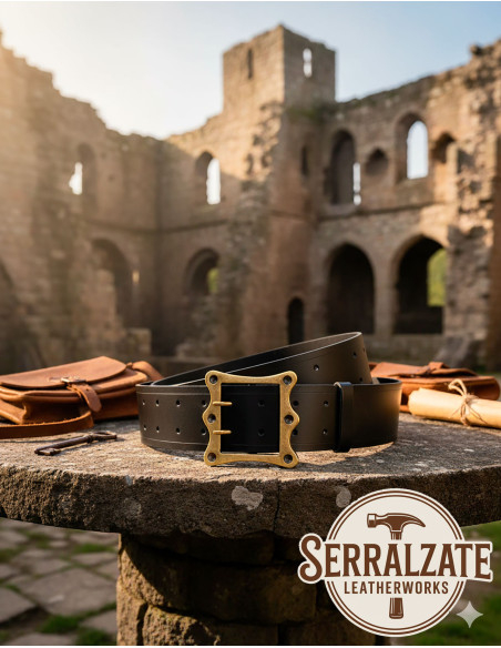 Wide medieval belt Ivo - Black